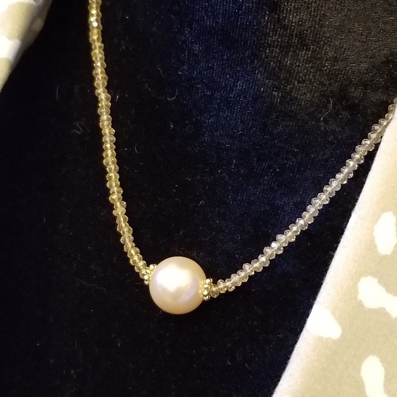 A Touch of Sam Jewelry - Dainty Pearl and Crystal necklace